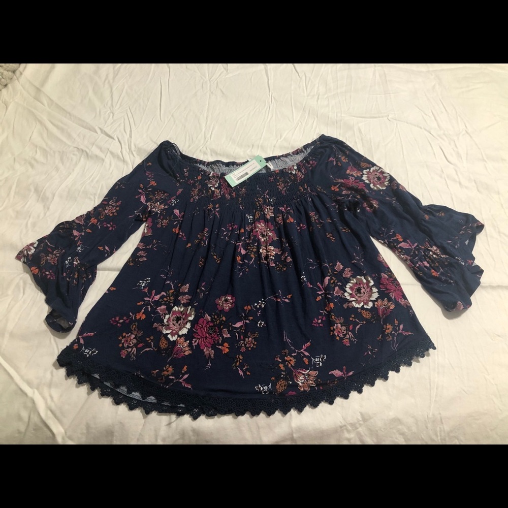 LUQ Juliet Crotchet Smocked Knit Top Stitchfix